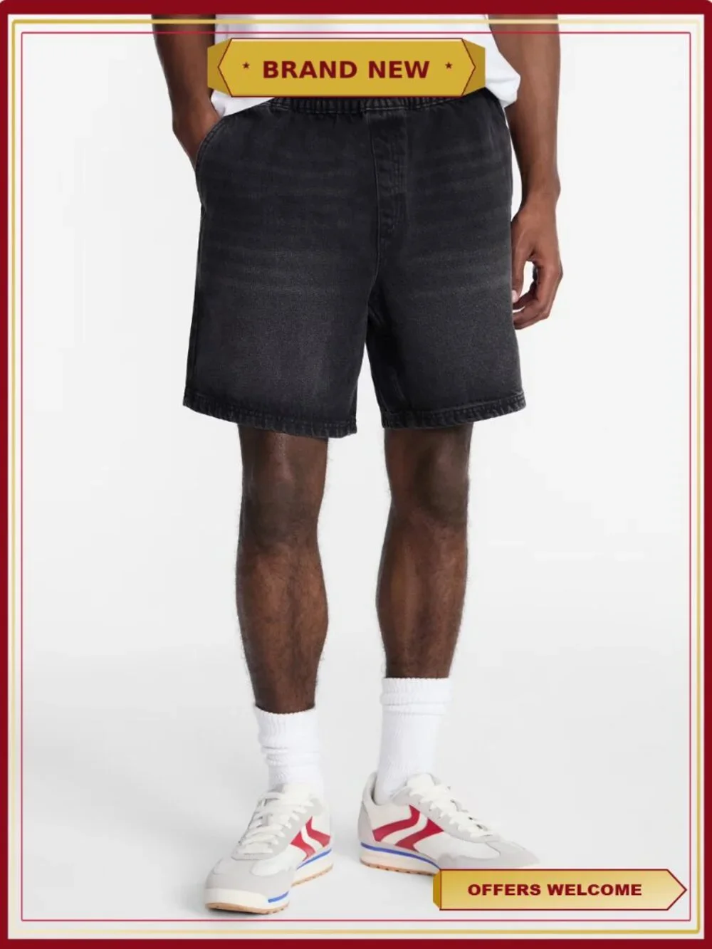 Men's 100% Cotton Denim Shorts Elastic Waist 7